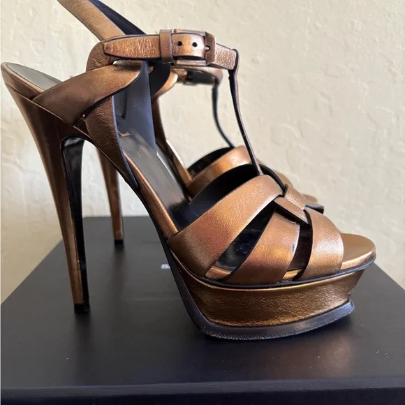 YSL Bronze Tribute Sandals - Picture 8 of 11